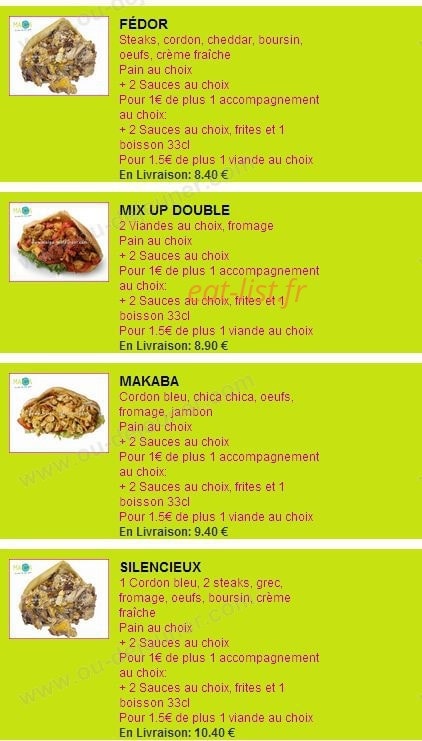 Sandwicherie Maiga — carte page 2