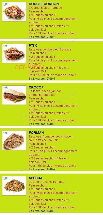 Sandwicherie Maiga — carte page 1