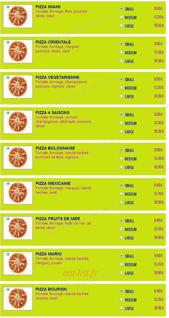 Sandwicherie Maiga — carte page 12