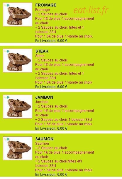 Sandwicherie Maiga — carte page 7