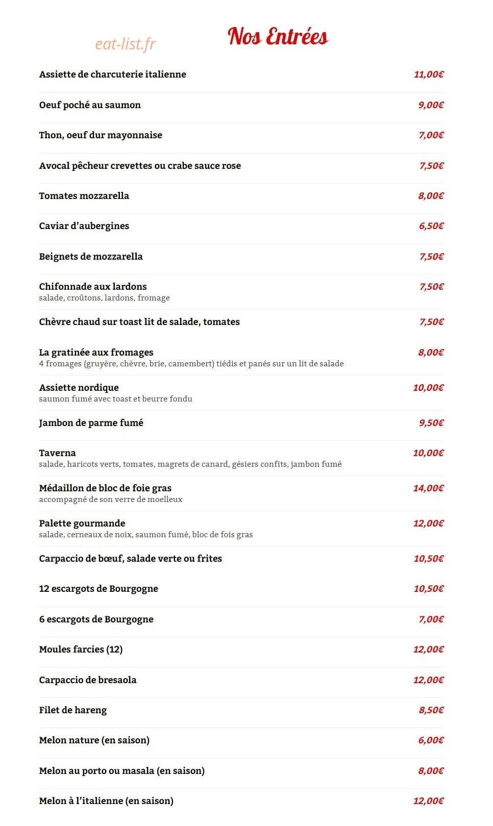 Taverna Grill — carte page 1