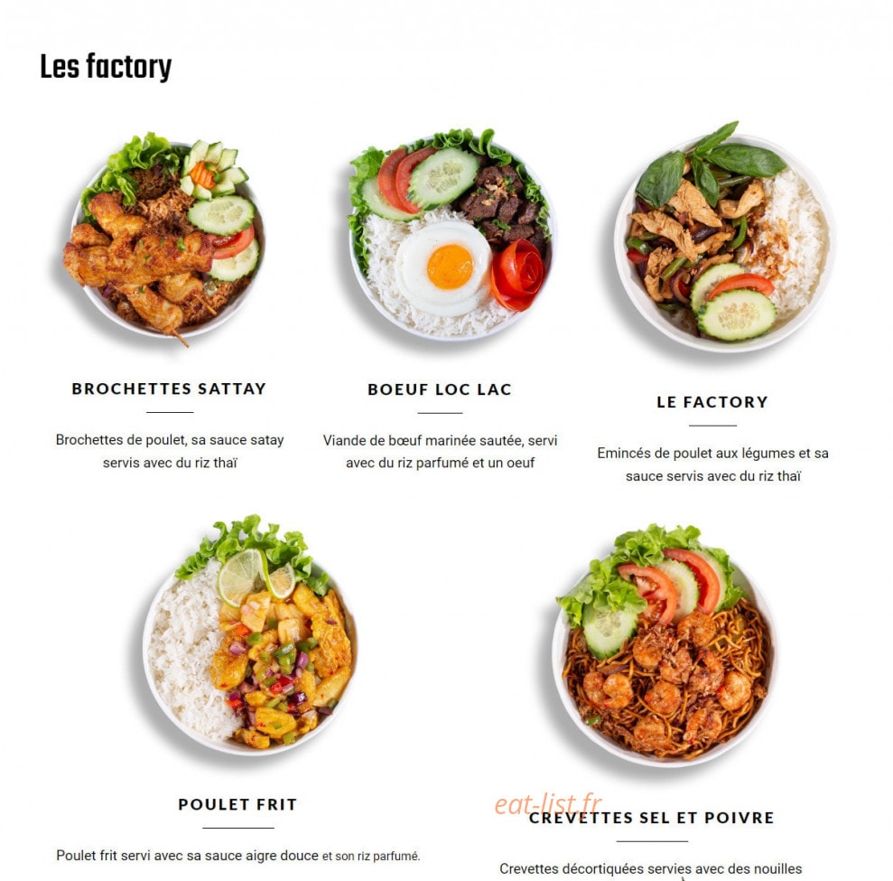 Bangkok Factory — carte page 4