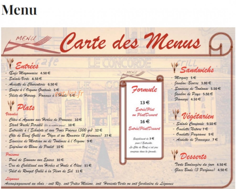 Le Concorde — carte page 1