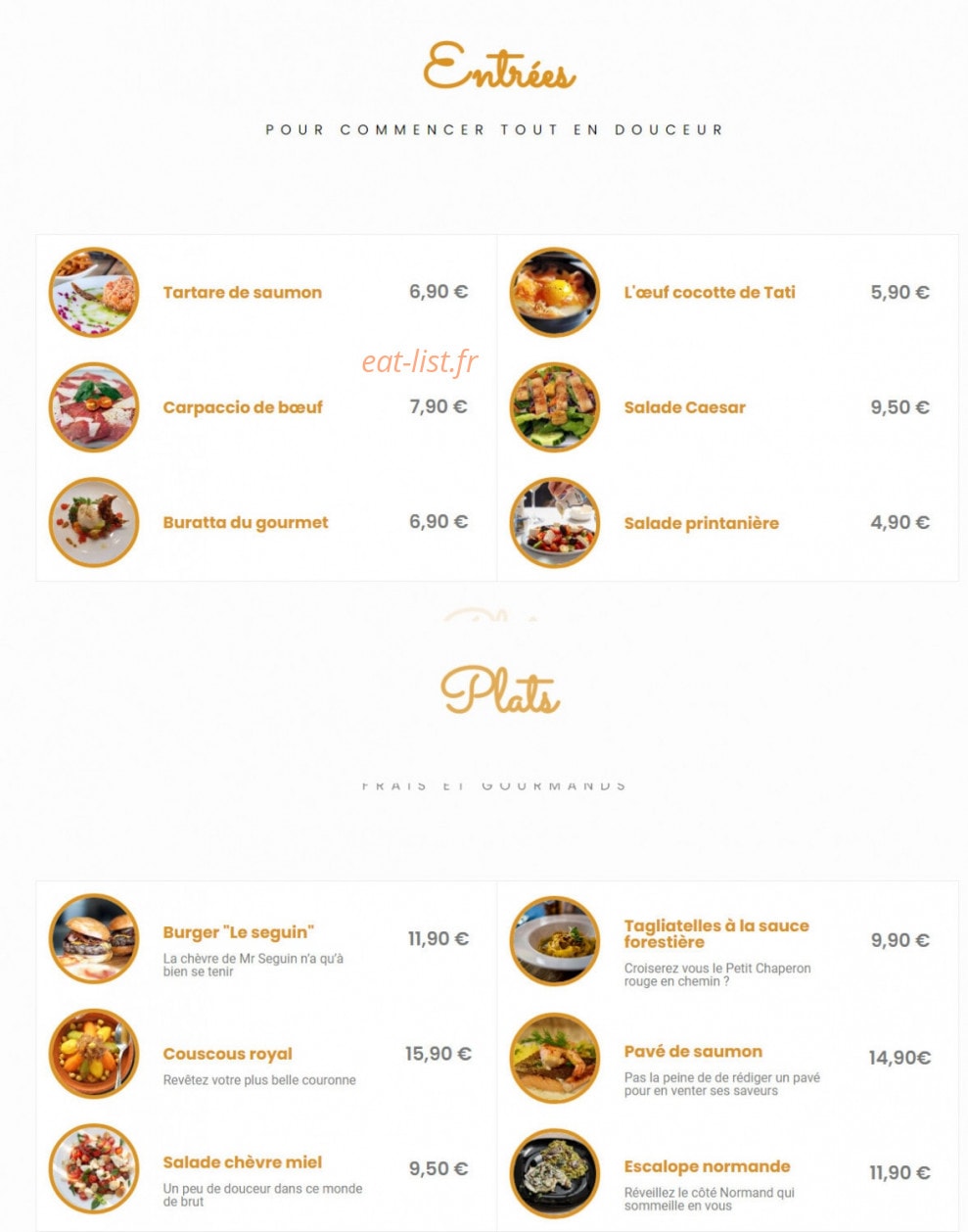 Le petit Gourmet — carte page 1