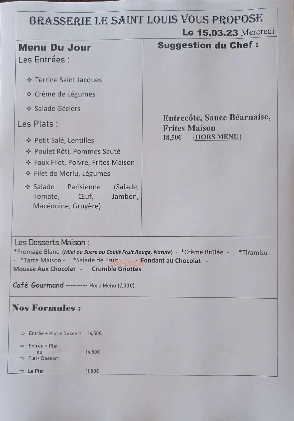 Le Saint Louis — carte page 1