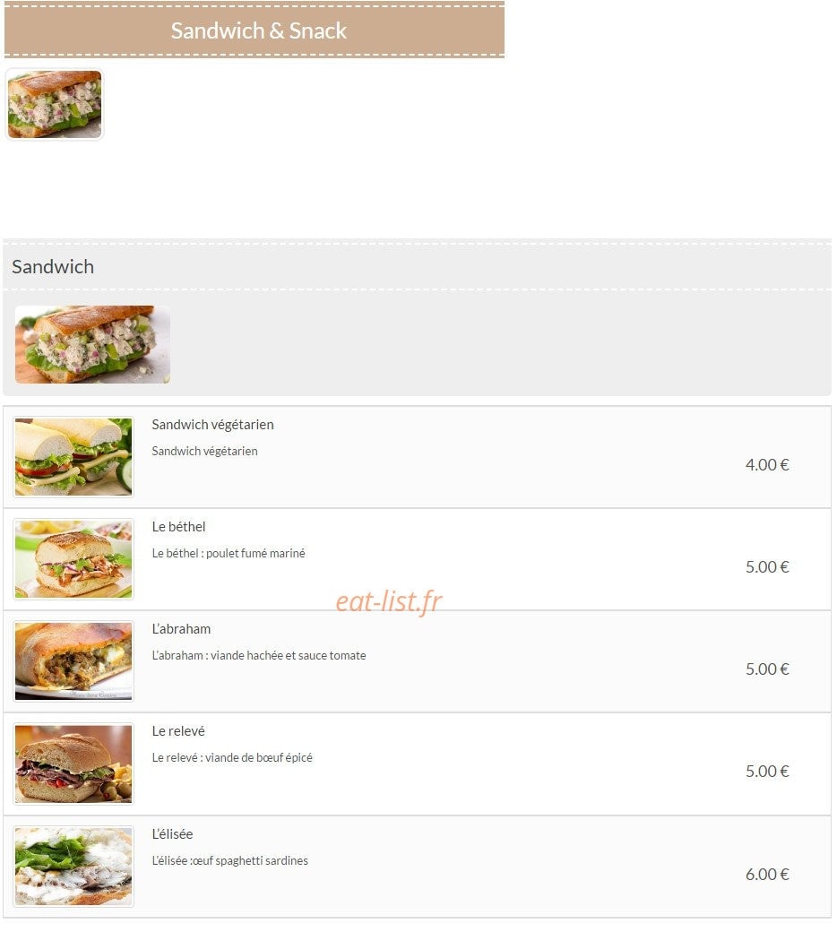Les Saveurs D'elisee — carte page 3
