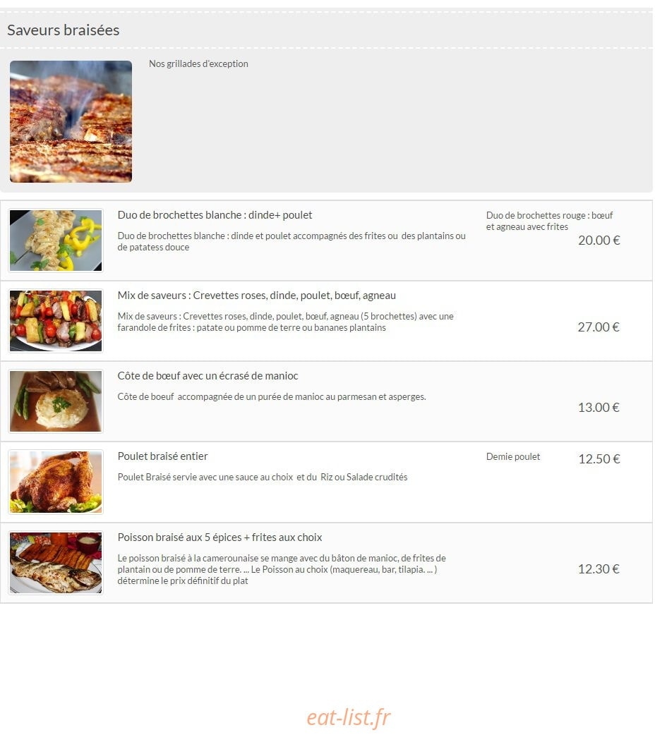 Les Saveurs D'elisee — carte page 2