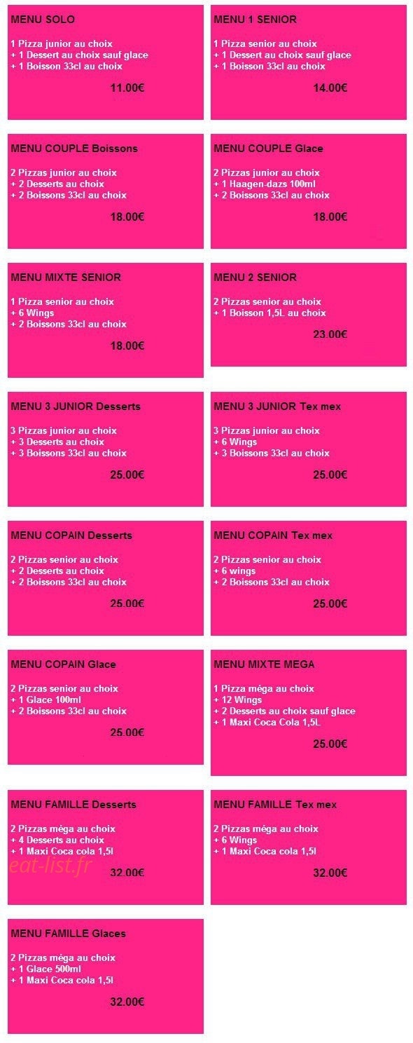 Love Pizza — carte page 1