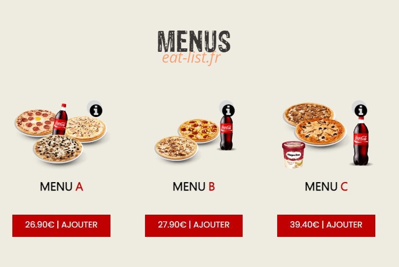 Maestro Pizza — carte page 1