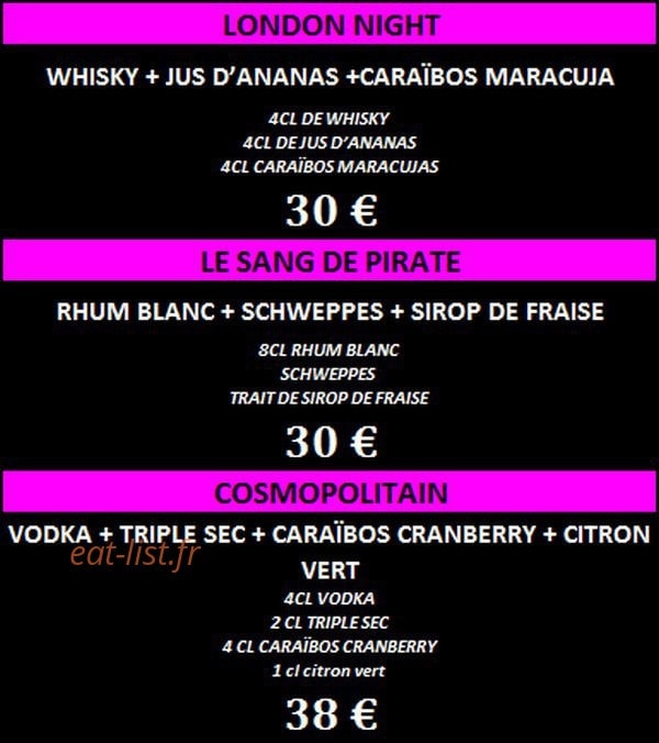 Night Drink — carte page 7