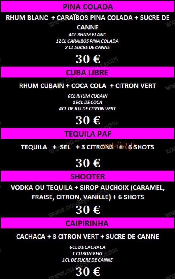 Night Drink — carte page 6