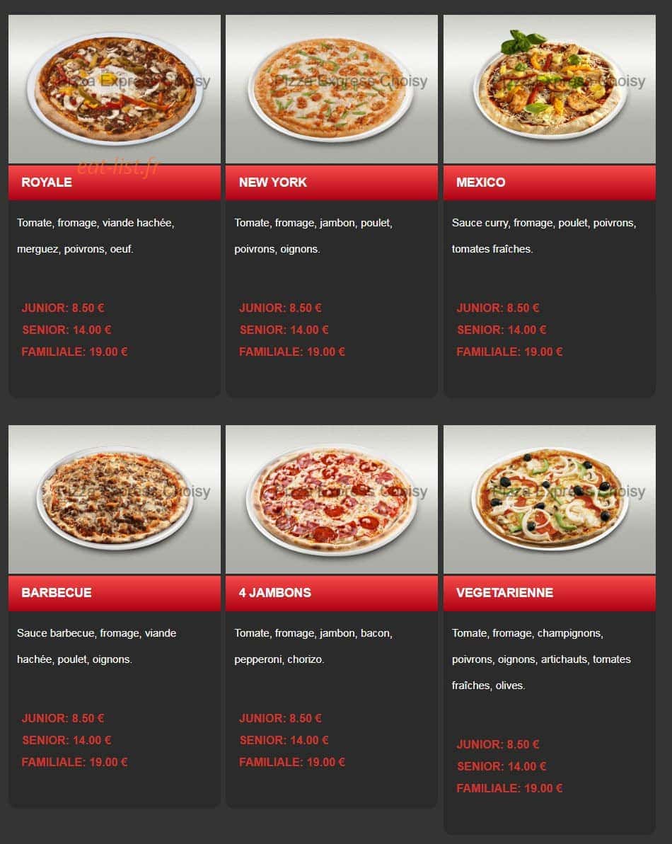 Pizza Express — carte page 5