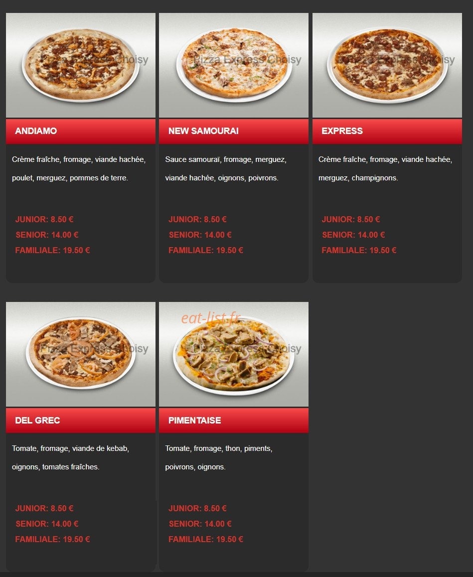 Pizza Express — carte page 9