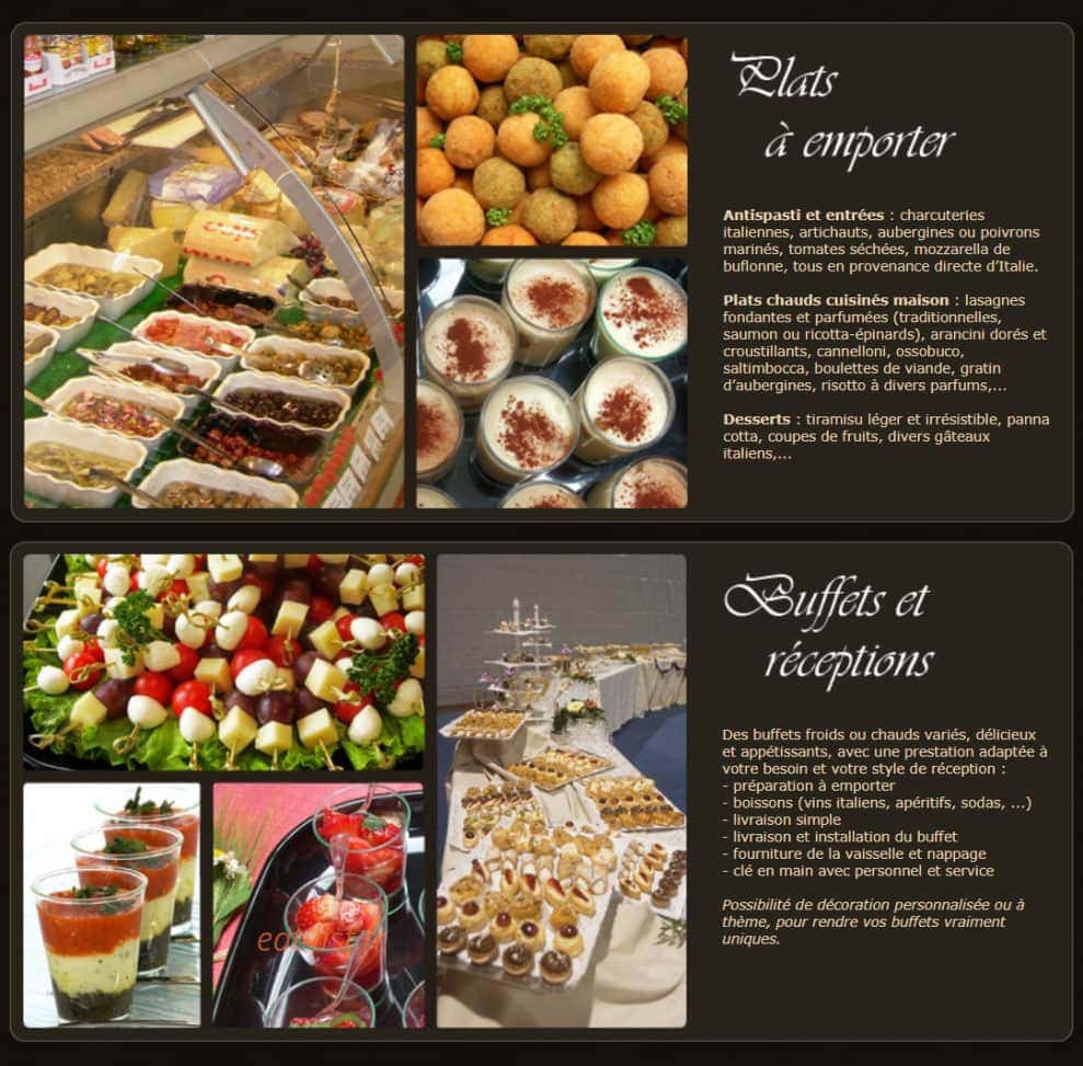 Carte et menu de Saveurs et Délices d'Italie à Choisy le Roi — Les plats à emporter et buffets