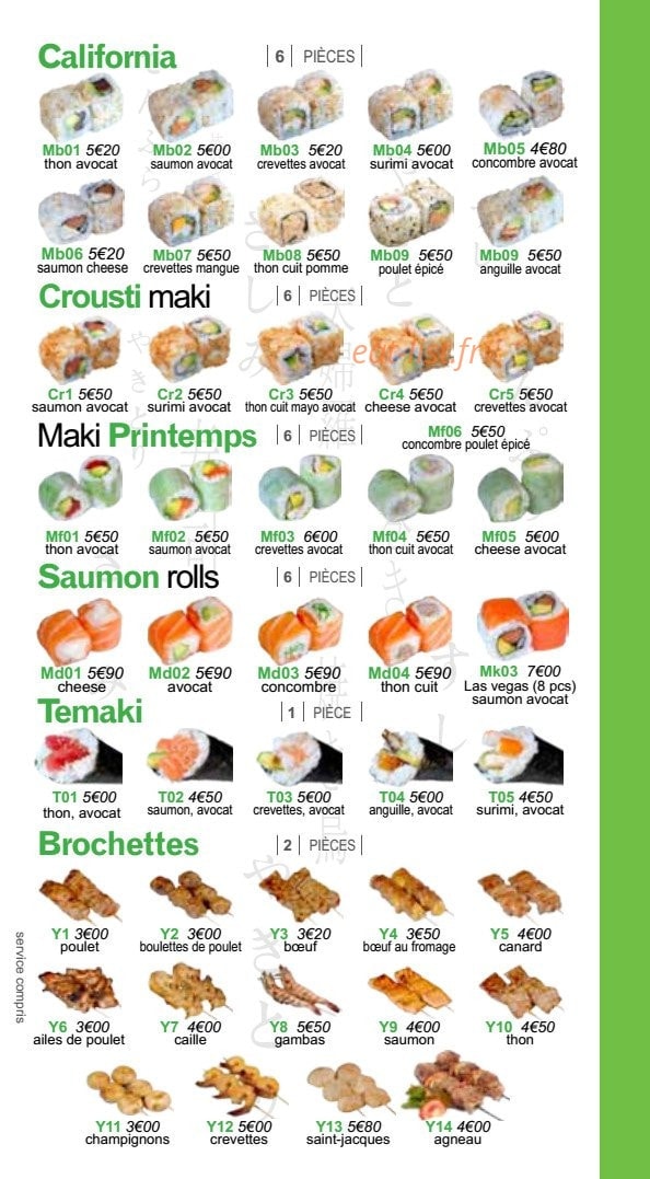 Zaki Sushi — carte page 11