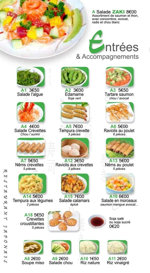 Zaki Sushi — carte page 2