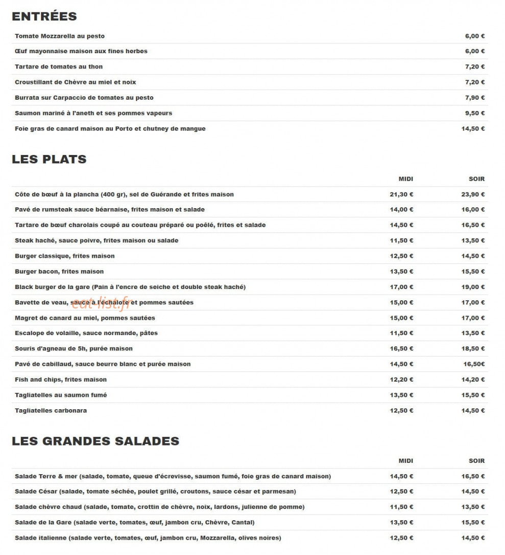 Café de la Gare — carte page 1
