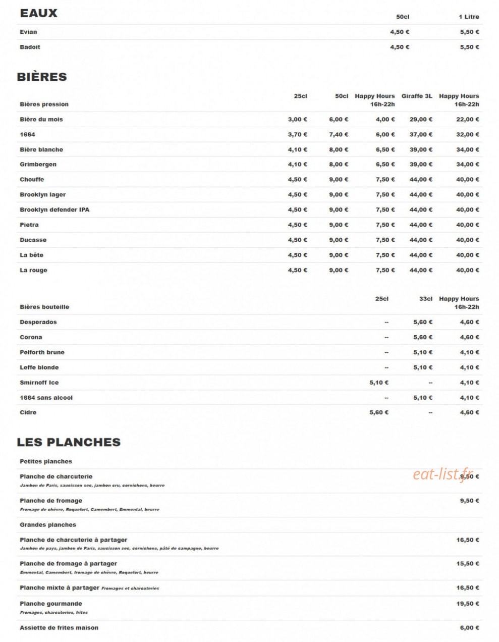 Café de la Gare — carte page 7