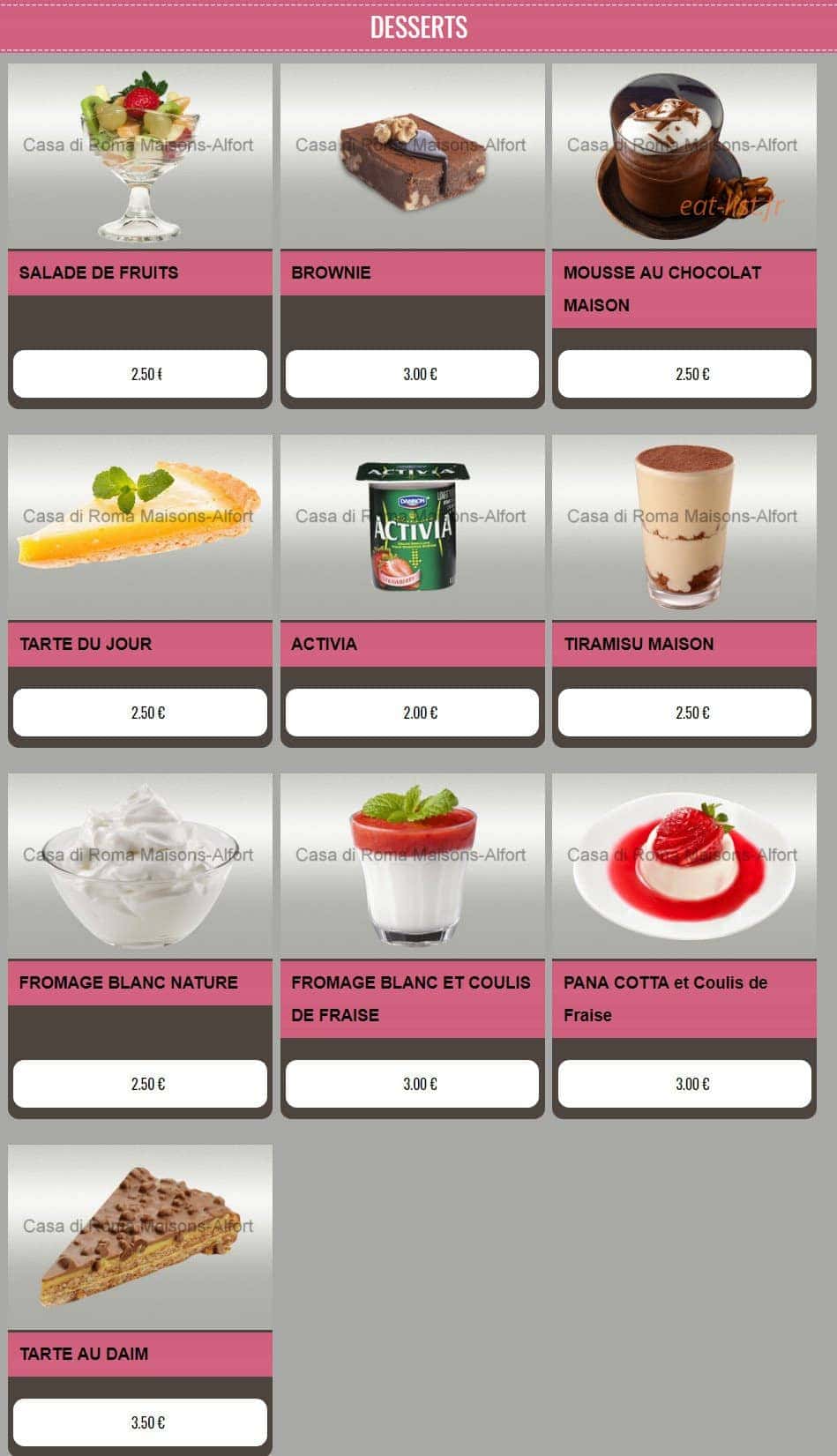 Casa Pizza Ro-Ma — carte page 16