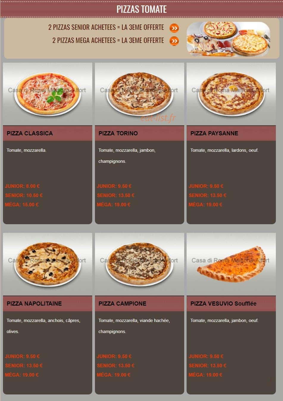 Casa Pizza Ro-Ma — carte page 3