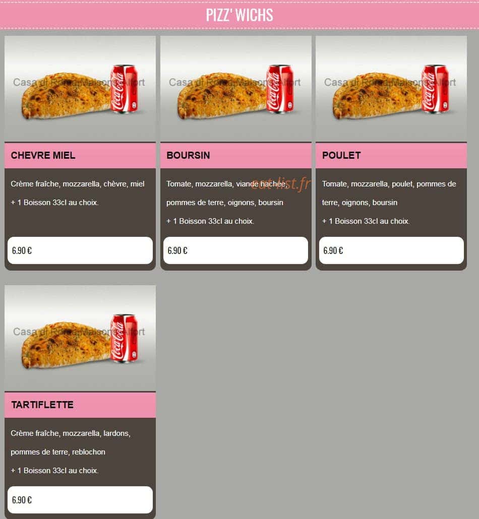 Casa Pizza Ro-Ma — carte page 12