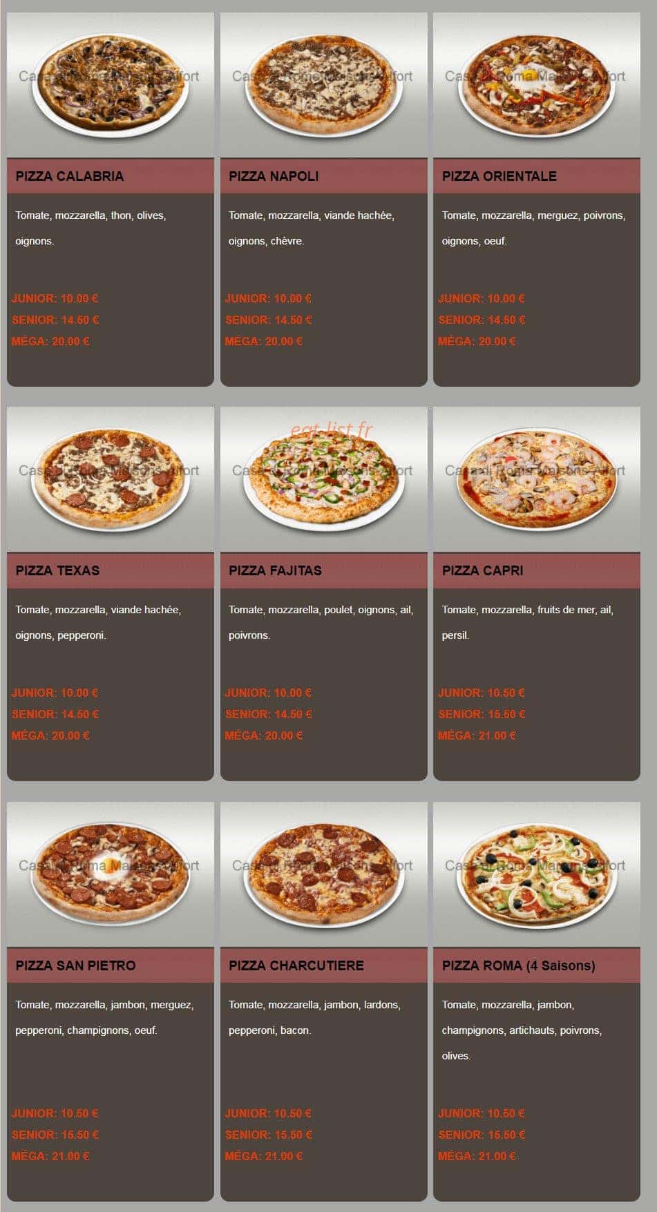 Casa Pizza Ro-Ma — carte page 4