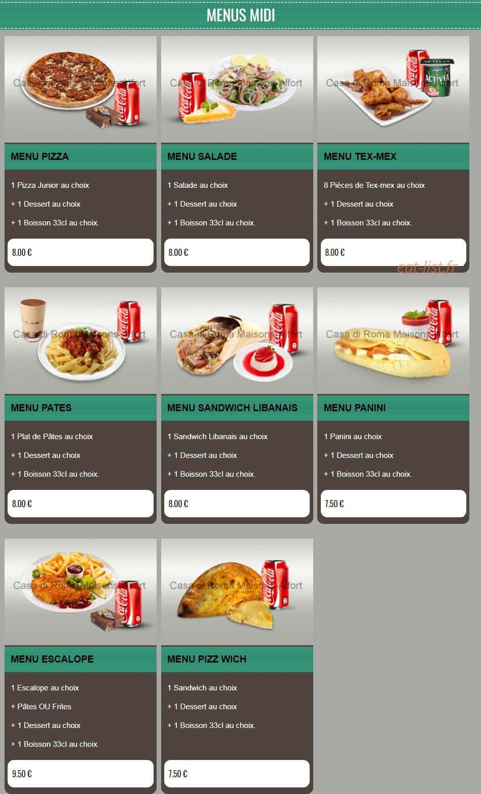 Casa Pizza Ro-Ma — carte page 2