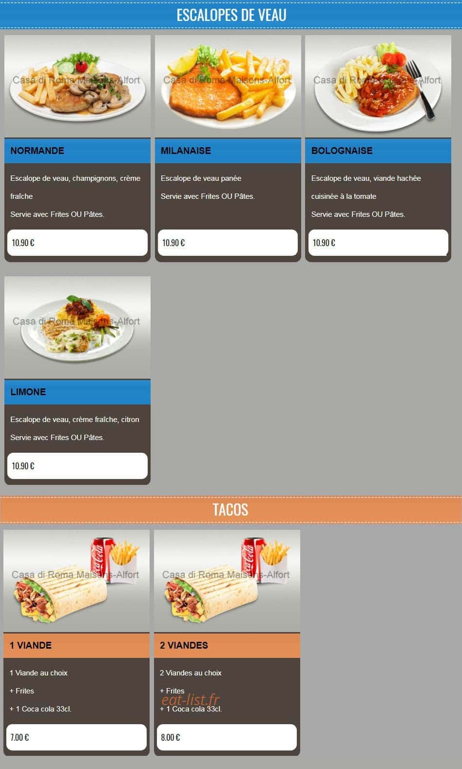 Casa Pizza Ro-Ma — carte page 11