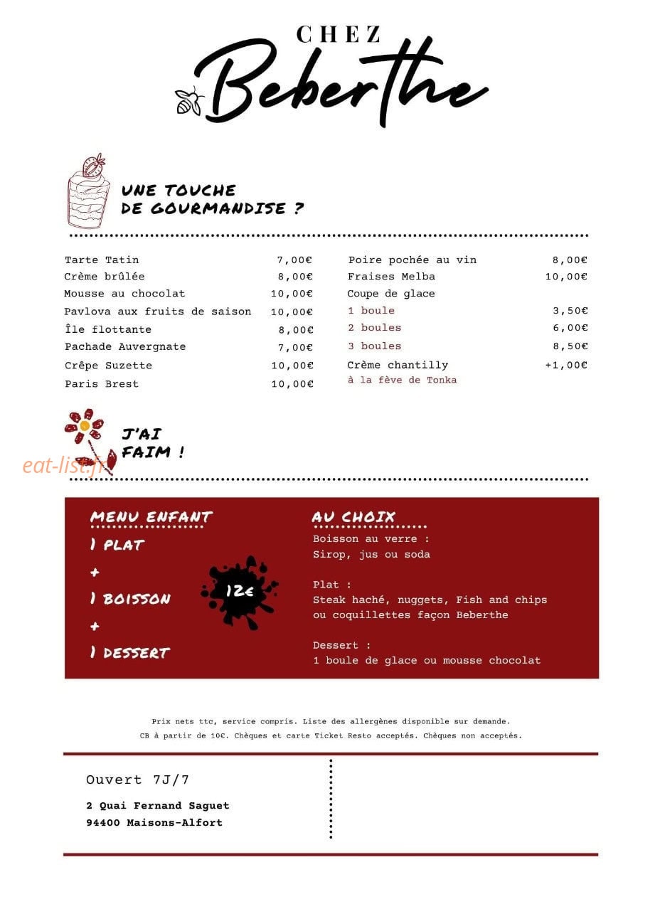 Chez Beberthe — carte page 2