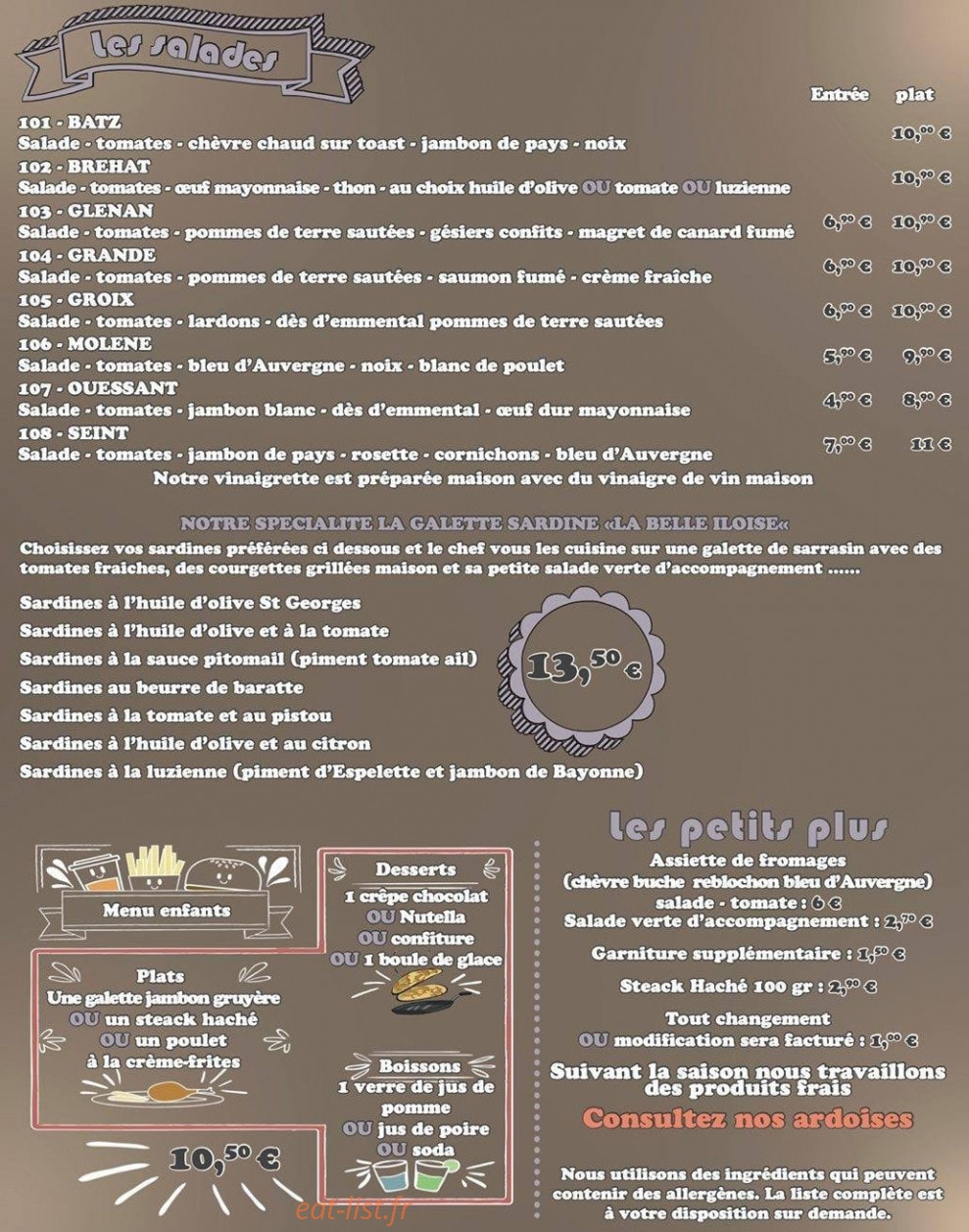 Crêperie Sucrée Salée — carte page 1