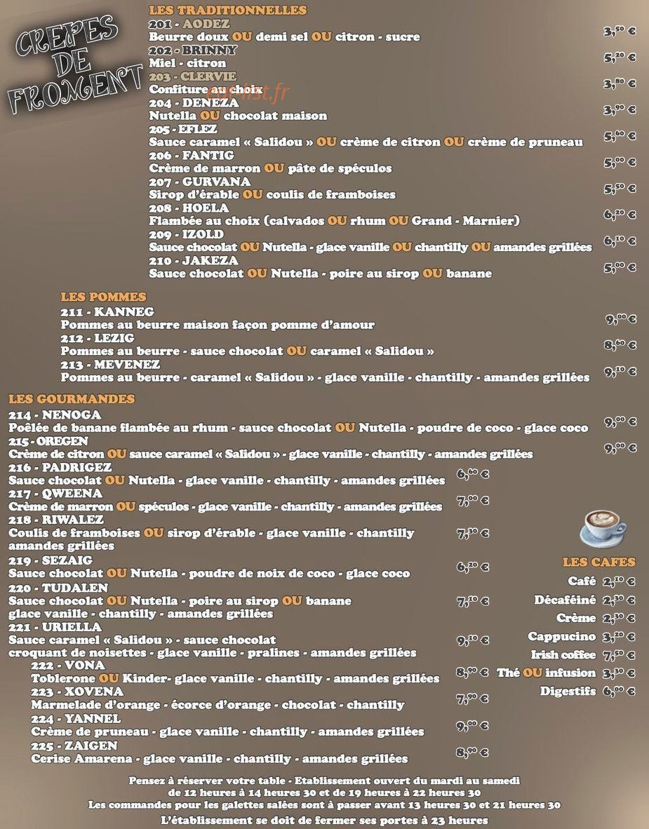 Crêperie Sucrée Salée — carte page 3