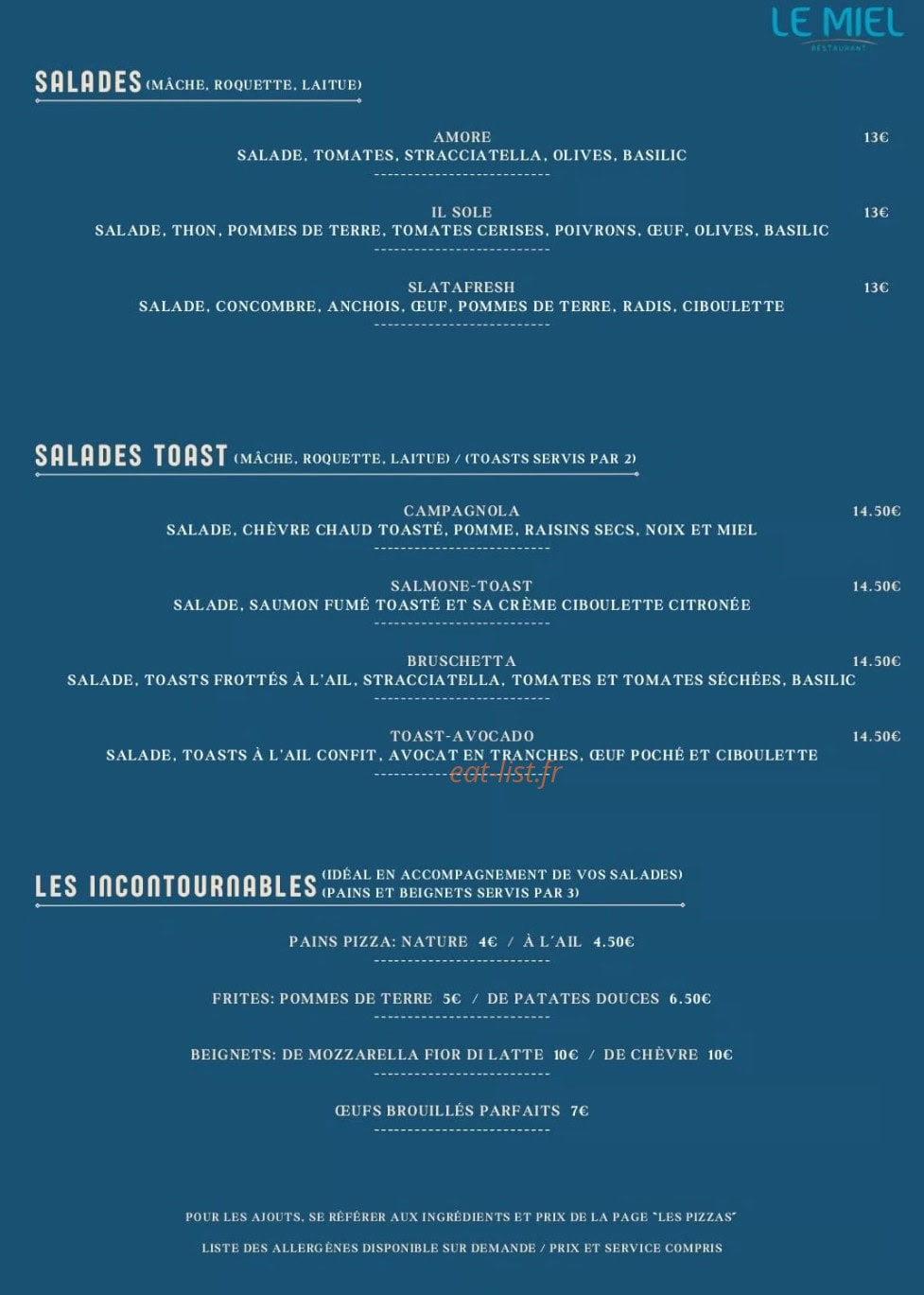Le Miel — carte page 3