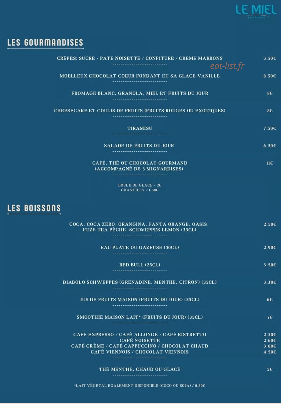 Le Miel — carte page 4