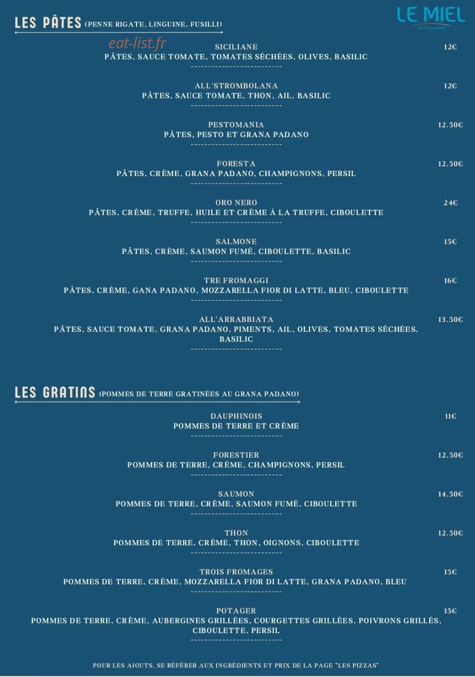 Le Miel — carte page 2