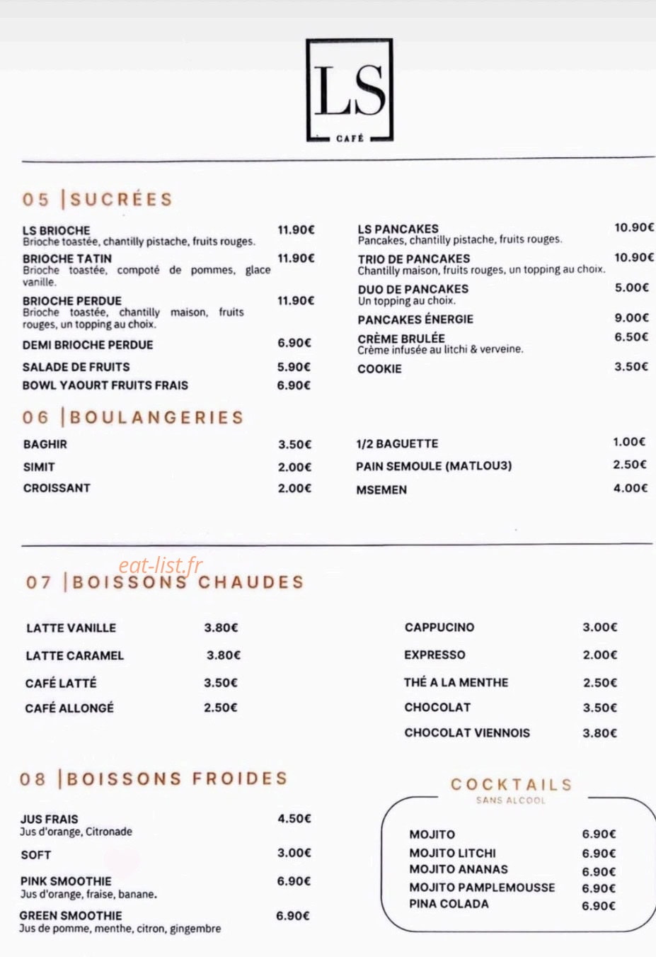 LS café — carte page 2