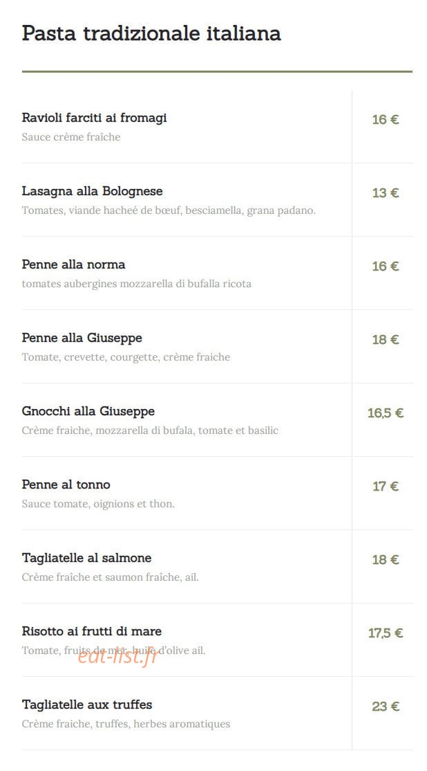 Ristorante pizzeria Giuseppe — carte page 2