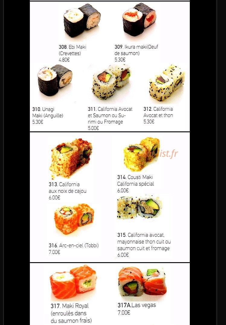 Sushi clemenceau — carte page 10