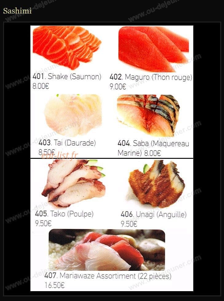 Sushi clemenceau — carte page 14