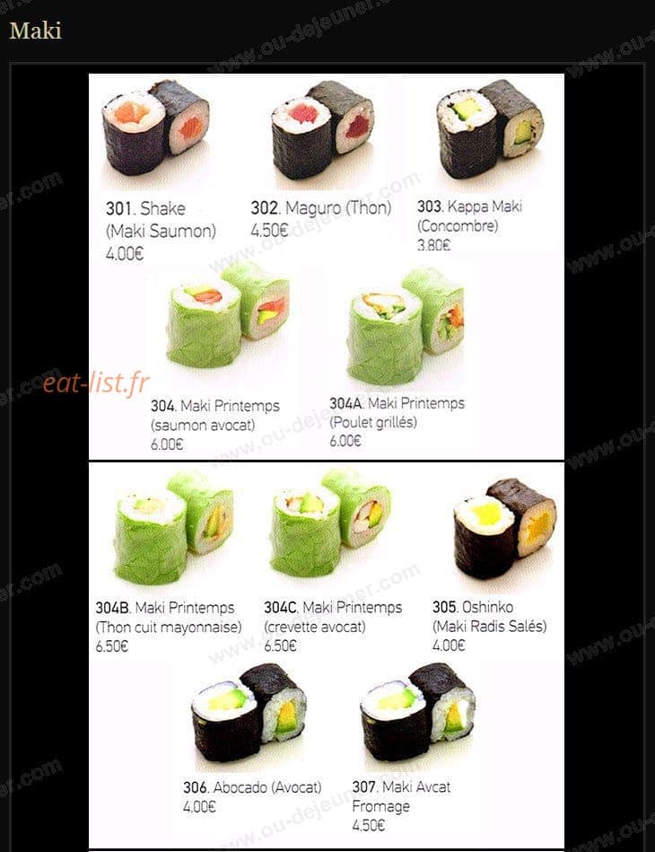 Sushi clemenceau — carte page 9