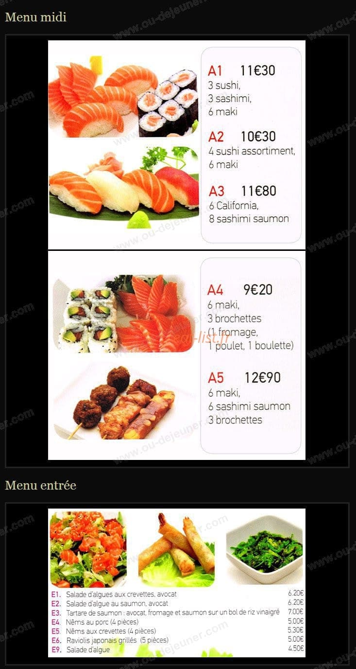 Sushi clemenceau — carte page 1
