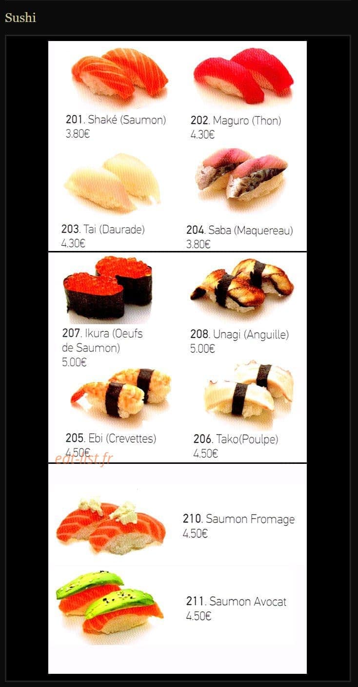 Sushi clemenceau — carte page 13