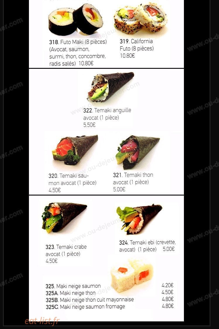 Sushi clemenceau — carte page 11