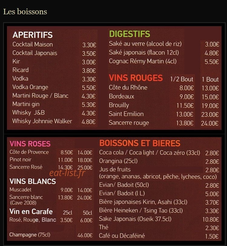 Sushi clemenceau — carte page 17