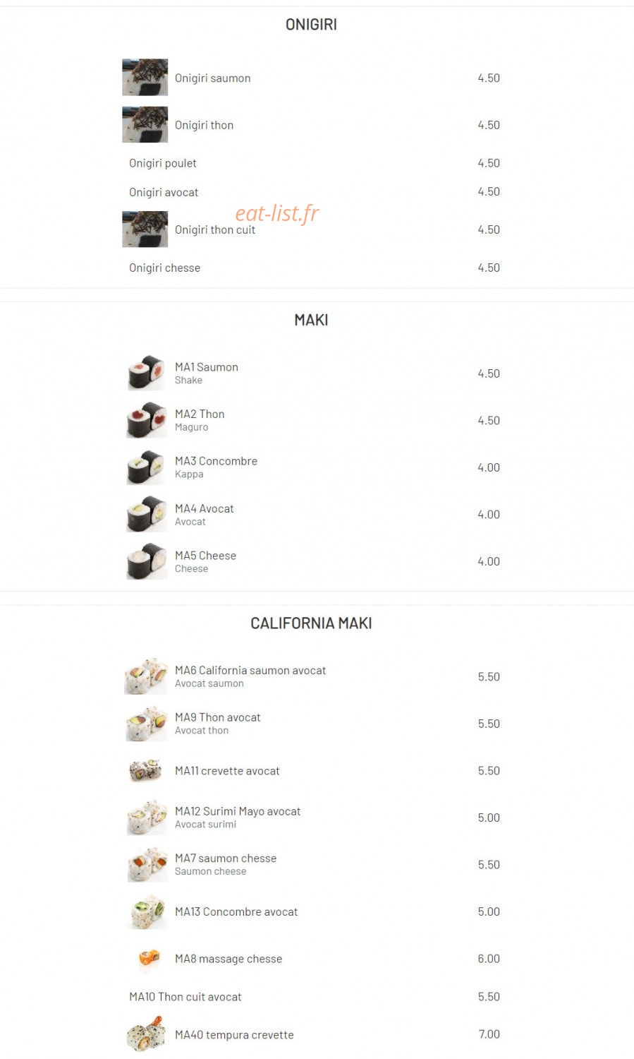 Sushi kyo — carte page 8