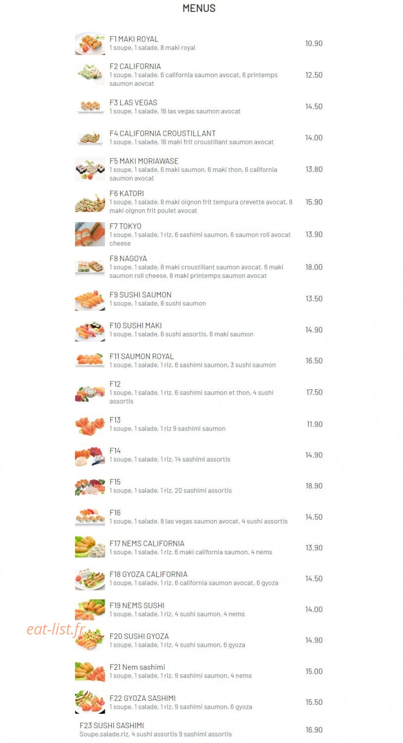 Sushi kyo — carte page 1