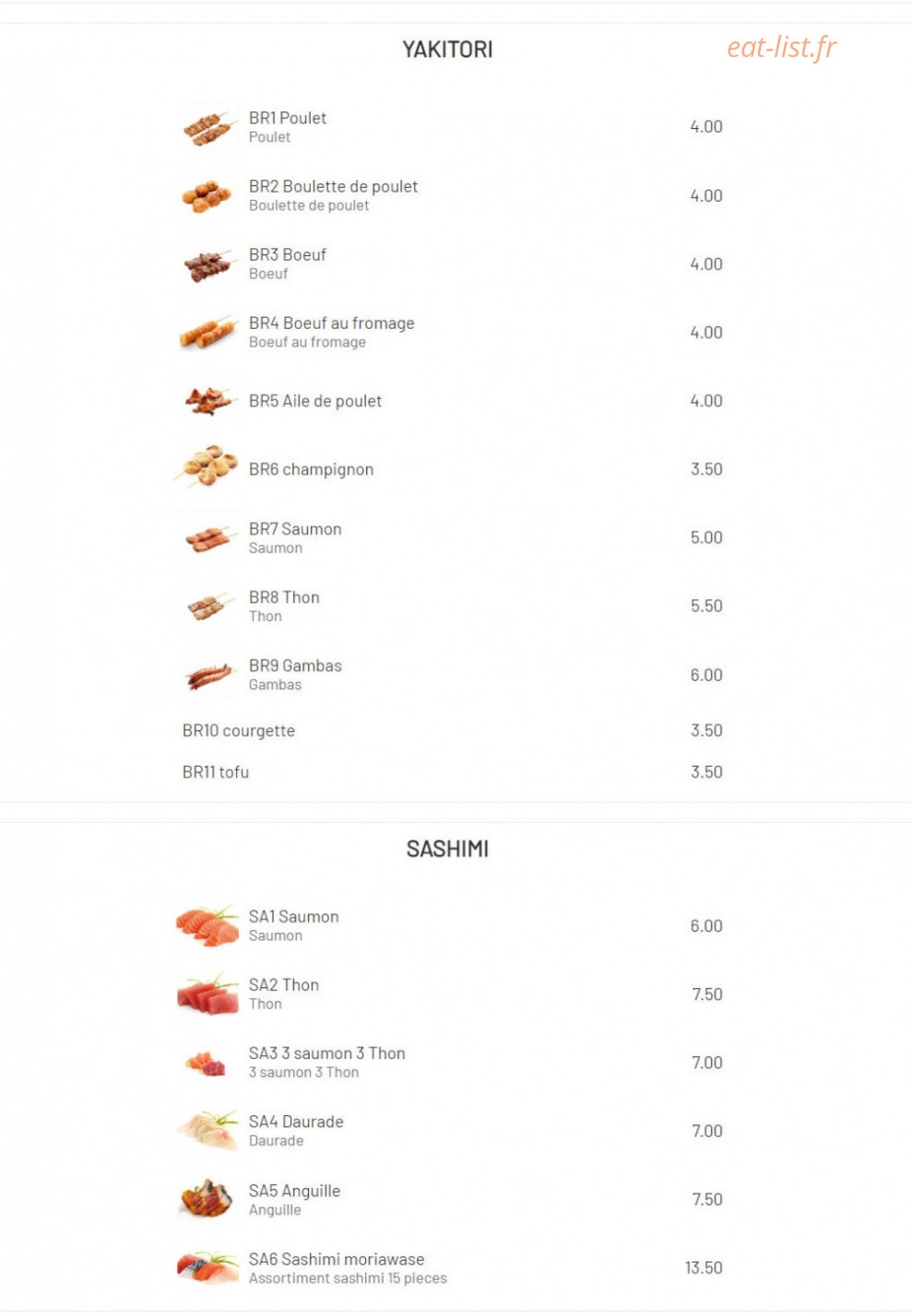 Sushi kyo — carte page 6