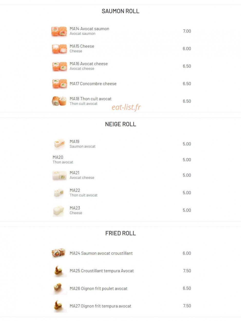 Sushi kyo — carte page 9