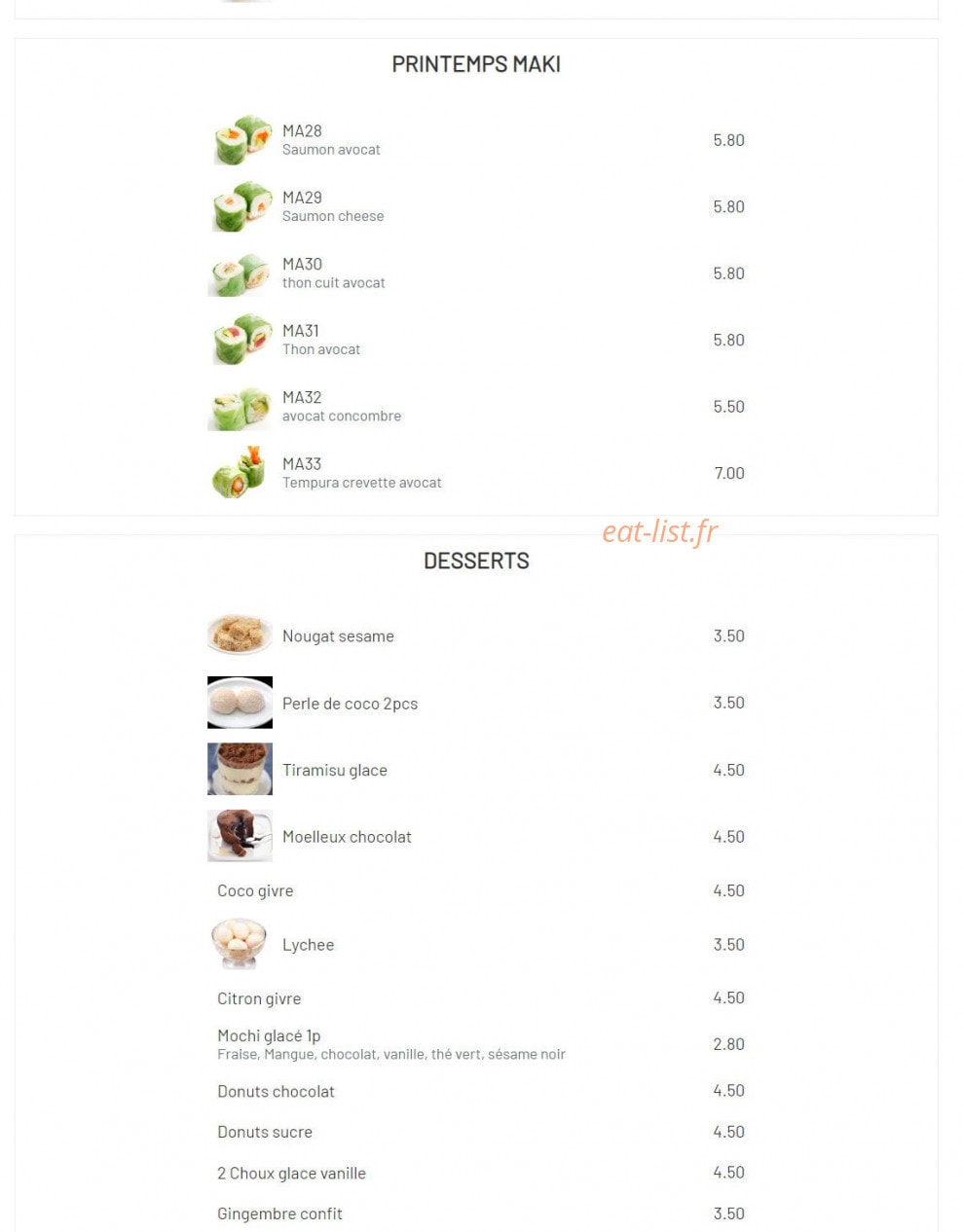 Sushi kyo — carte page 10