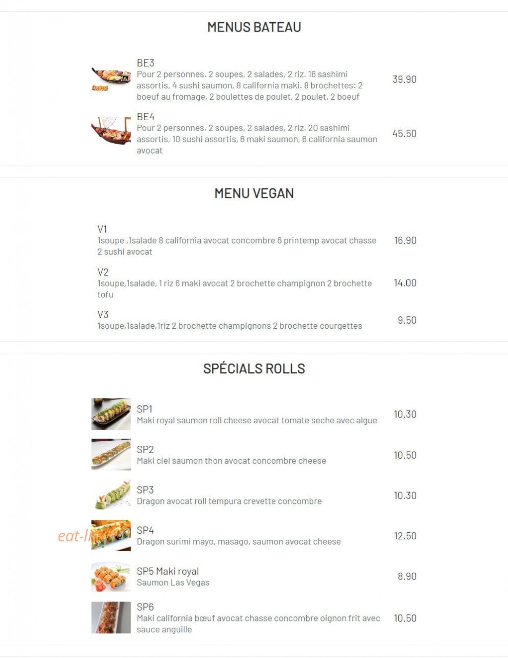 Sushi kyo — carte page 4