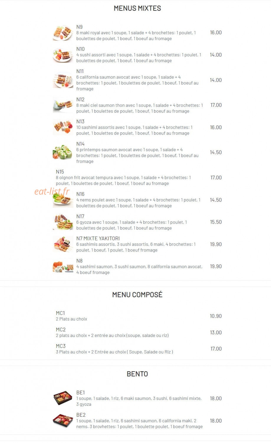 Sushi kyo — carte page 2